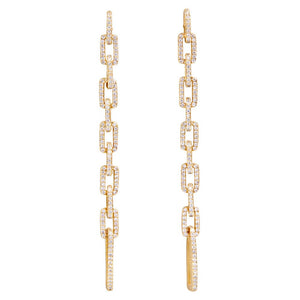 fallon PAVÉ ELONGATED LINK DROP EARRINGS - GOLD