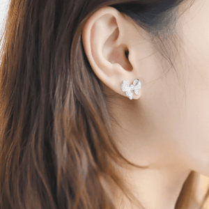 Fallon PUFFY BOW STUD EARRINGS - RHODIUM