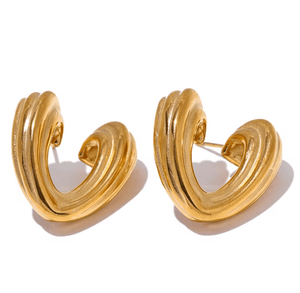 fallon RIBBED V HOOPS - GOLD