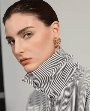 Fallon RIBBED V HOOPS - RHODIUM