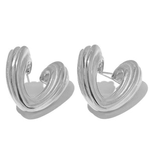 fallon RIBBED V HOOPS - RHODIUM