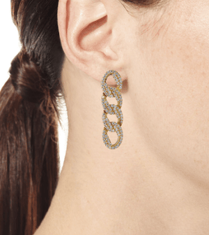 Fallon RUTH PAVE CURB CHAIN EARRING - RHODIUM