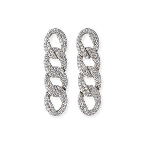 fallon RUTH PAVE CURB CHAIN EARRING - RHODIUM