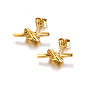 fallon SCULPTURAL BABY KNOT STUDS - GOLD