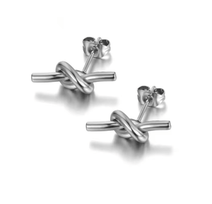 fallon SCULPTURAL BABY KNOT STUDS - RHODIUM