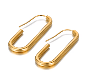 Fallon SCULPTURAL ELONGATED HOOPS - GOLD