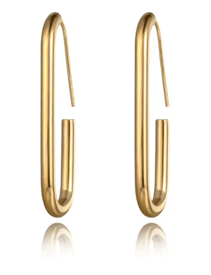 fallon SCULPTURAL ELONGATED HOOPS - GOLD