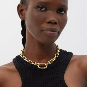 Fallon U-CHAIN LINK COLLAR NECKLACE - GOLD