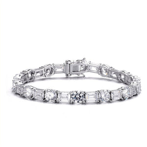 fallon VARIANT BAGUETTE TENNIS BRACELET - RHODIUM