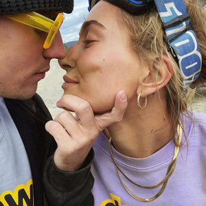 Fallon HAILEY HERRINGBONE CHAIN NECKLACE SHORT - RHODIUM