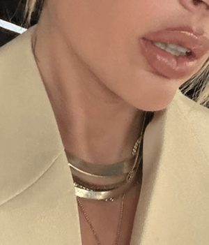 Fallon HAILEY THICK HERRINGBONE CHAIN NECKLACE SHORT - GOLD