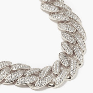 Fallon RUTH PAVÉ XL CURB CHAIN COLLAR NECKLACE - RHODIUM