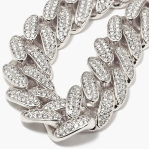 fallon RUTH PAVÉ XL CURB CHAIN COLLAR NECKLACE - RHODIUM