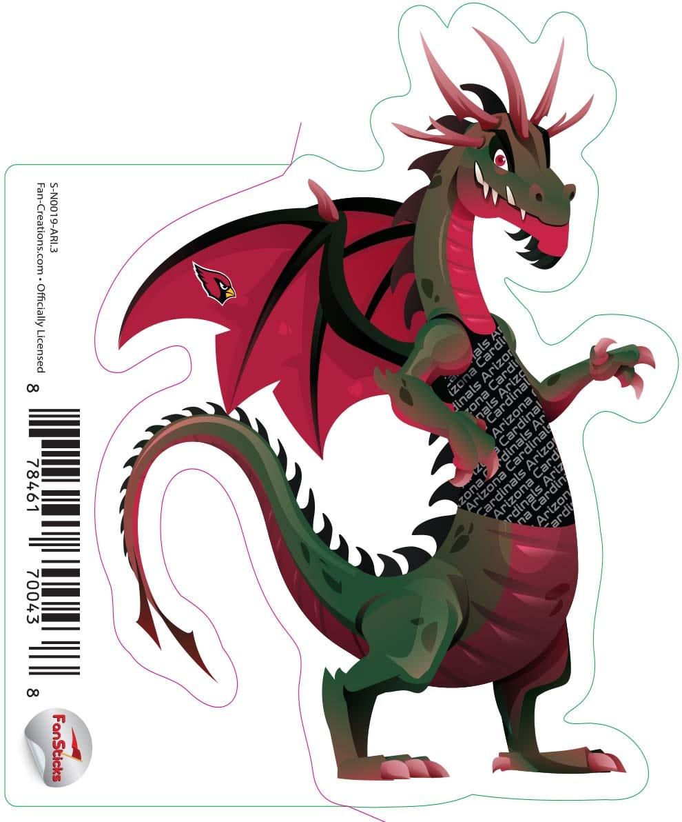 fan creations Arizona Cardinals 3in Decal Dragon with Shirt