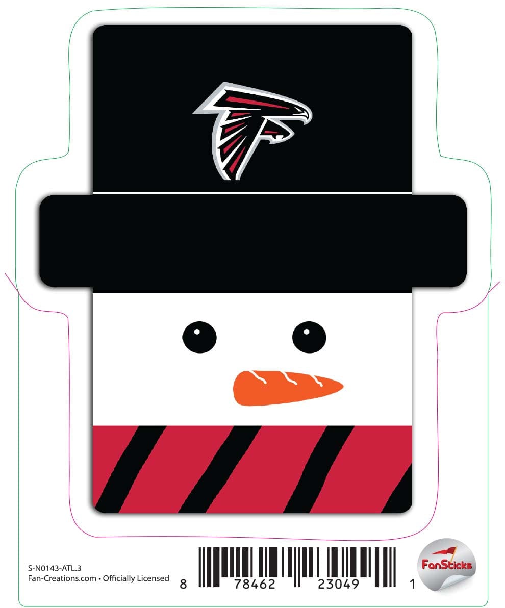 fan creations Atlanta Falcons 3in Decal "Snowman Holiday Head"