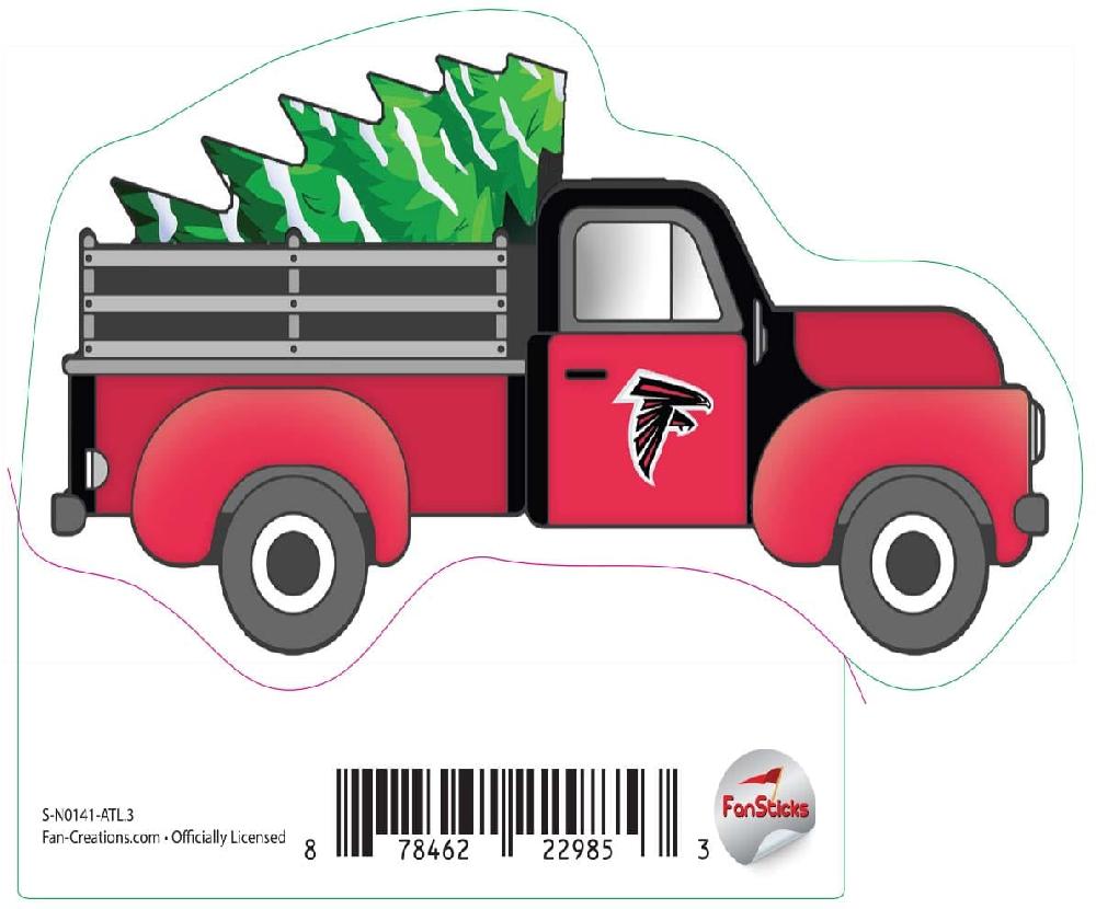 fan creations Atlanta Falcons 3in Decal "Truck with Christmas Tree"
