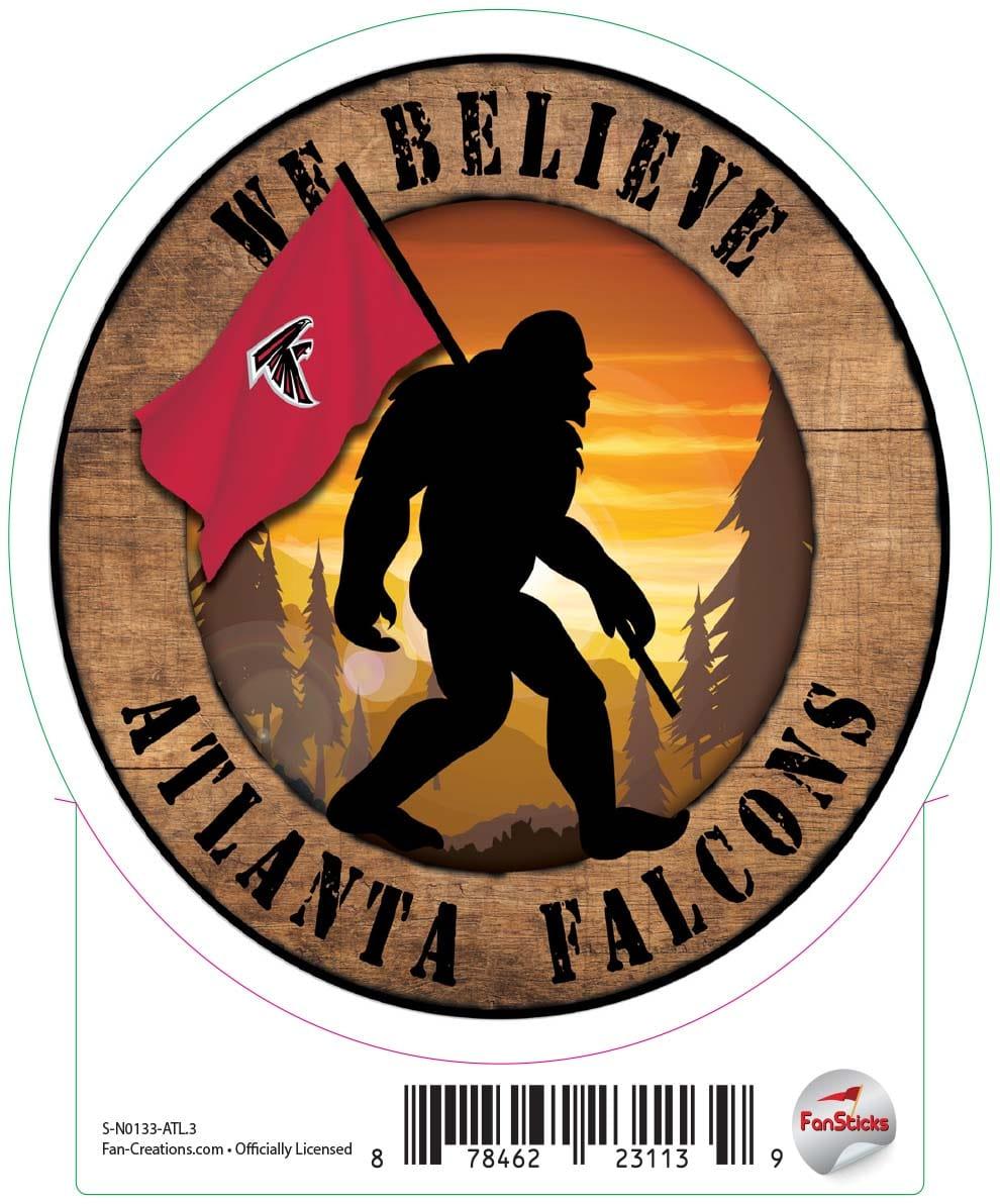 fan creations Atlanta Falcons 3in decal "We Believe" Bigfoot Circle