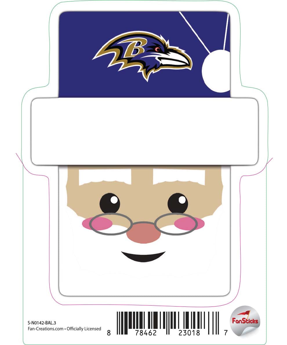 fan creations Baltimore Ravens 3in Decal Santa Holiday Head