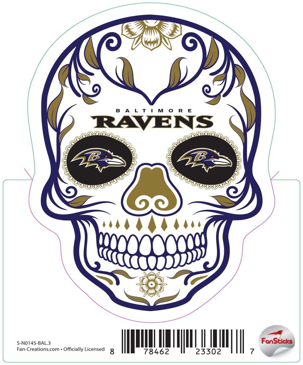 fan creations Baltimore Ravens 3in Decal Sugar Skull