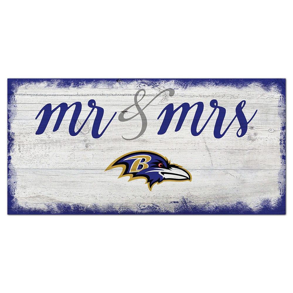 fan creations Baltimore Ravens Script Mr & Mrs 6x12 Sign