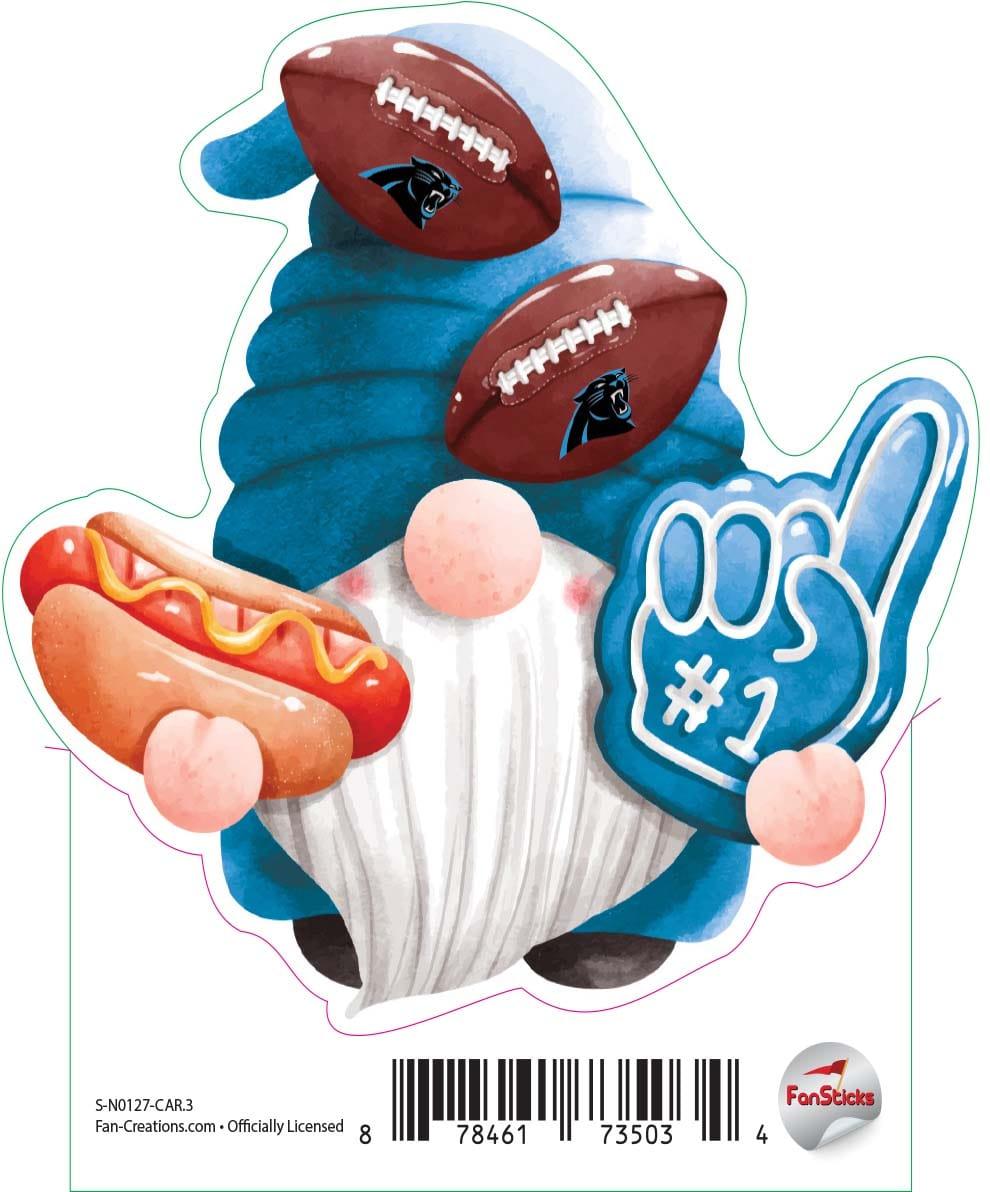 fan creations Carolina Panthers 3in Decal Gnome with Hotdog
