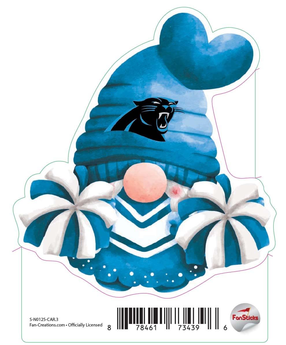 fan creations Carolina Panthers 3in Decal Gnome with Pompoms