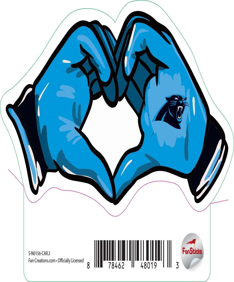 fan creations Carolina Panthers 3in Decal Heart Hands