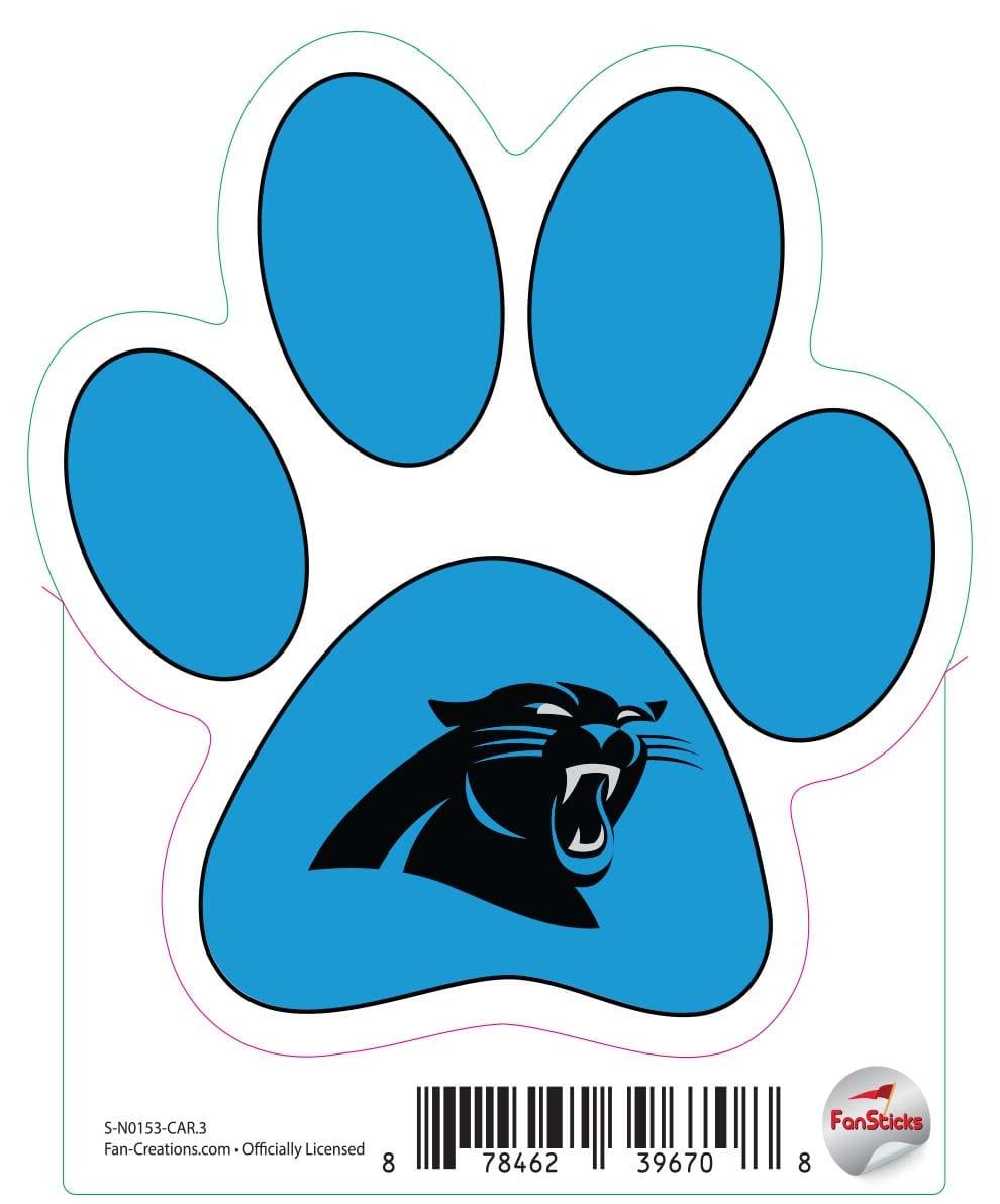 fan creations Carolina Panthers 3in Decal Paw Print with Team Logo