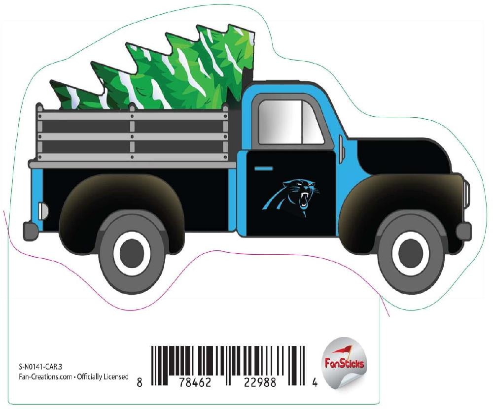 fan creations Carolina Panthers 3in Decal Truck with Christmas Tree