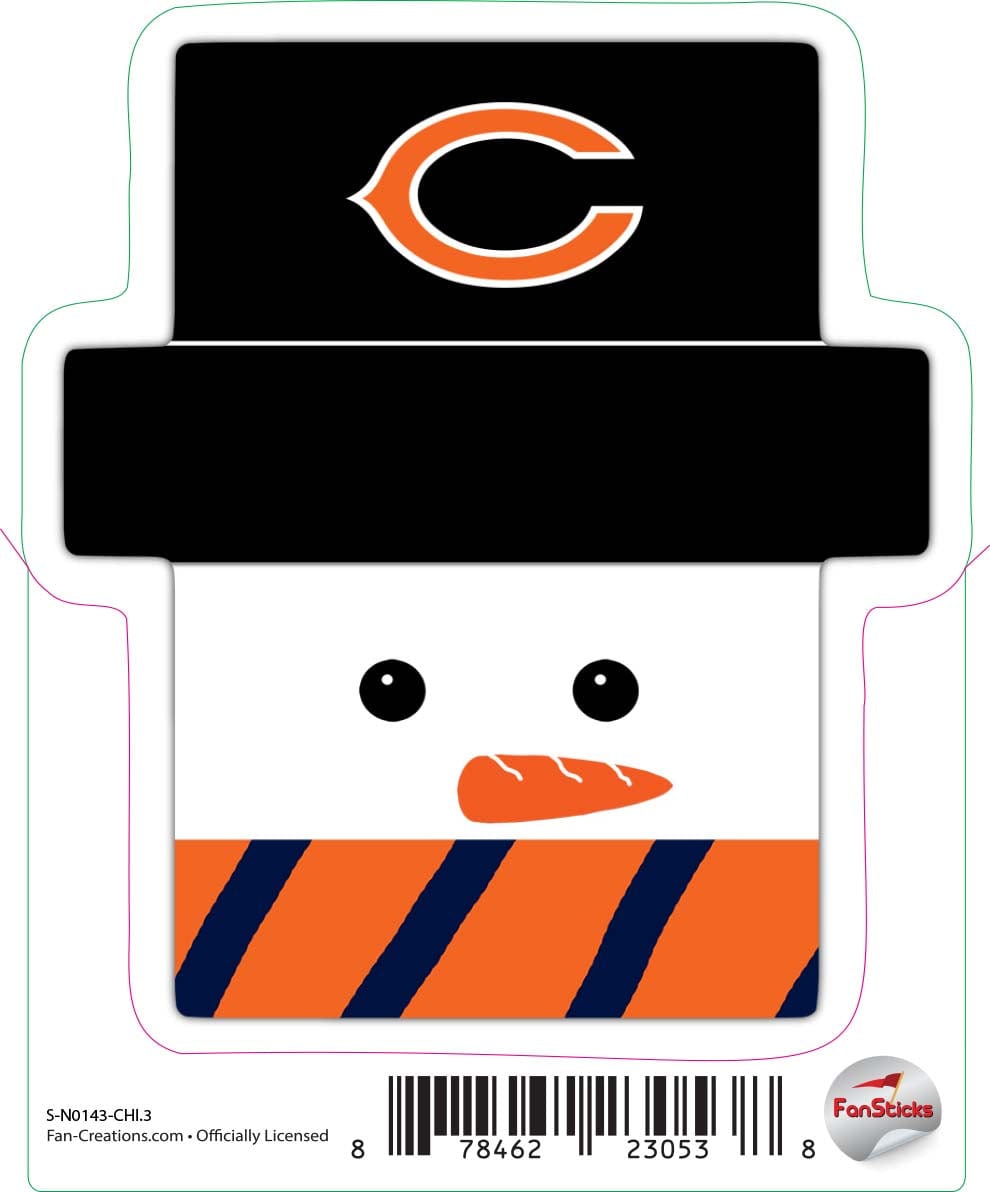 fan creations Chicago Bears 3in Decal Snowman Holiday Head