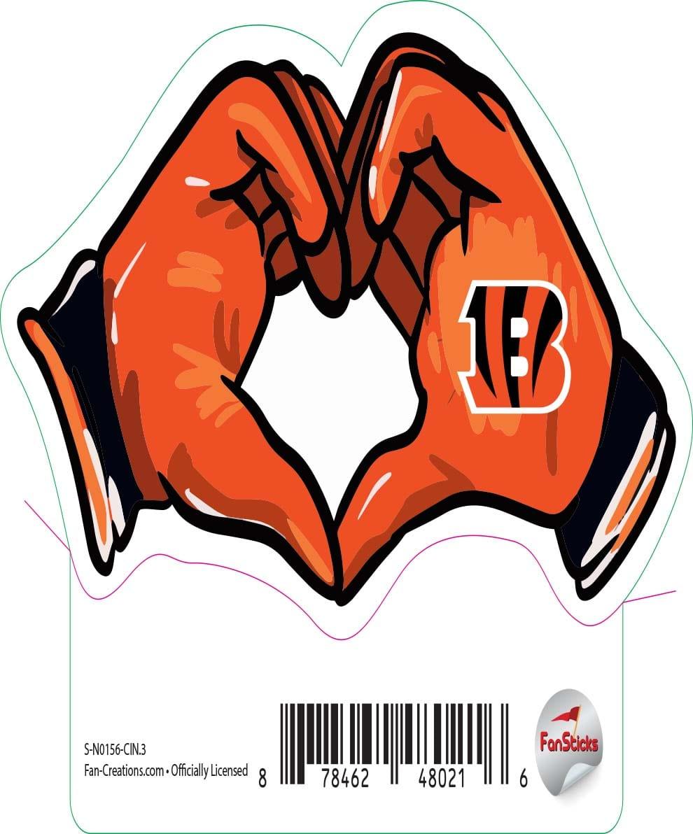 fan creations Cincinnati Bengals 3in Decal Heart Hands