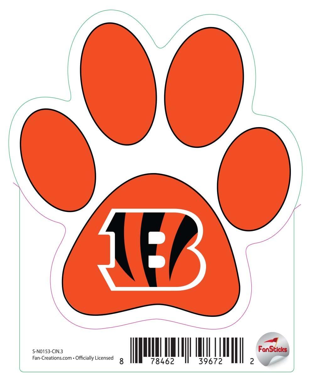 fan creations Cincinnati Bengals 3in Decal Paw Print with Team Logo