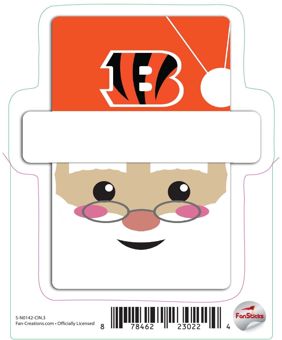fan creations Cincinnati Bengals 3in Decal Santa Holiday Head