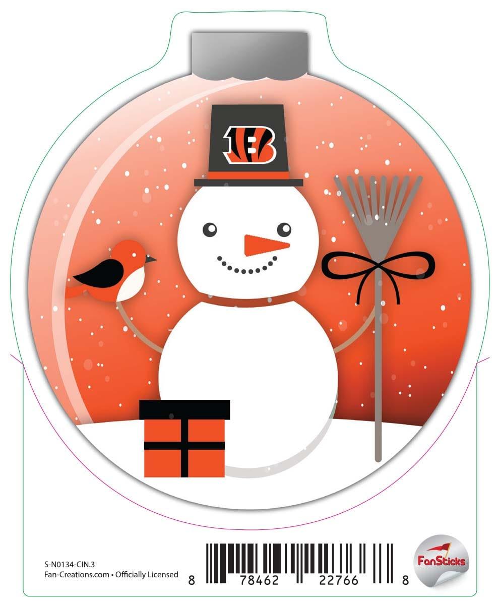 fan creations Cincinnati Bengals 3in Decal Snowman Ornament