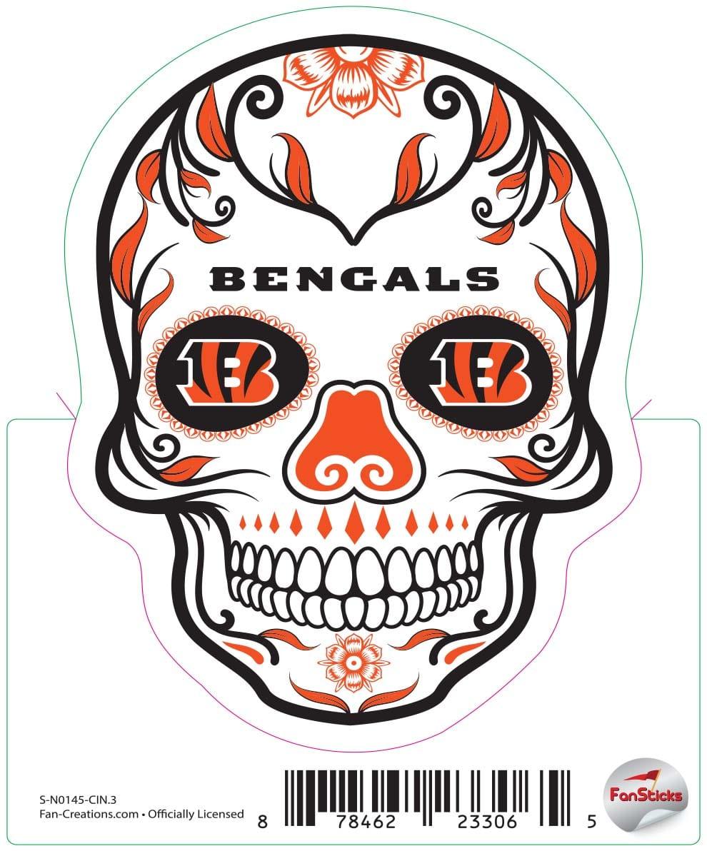 fan creations Cincinnati Bengals 3in Decal Sugar Skull