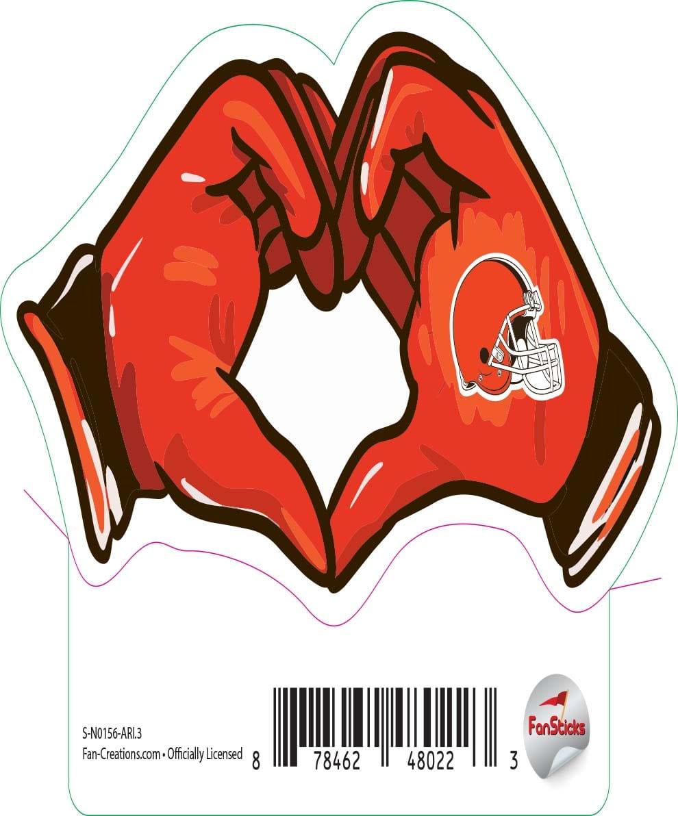 fan creations Cleveland Browns 3in Decal Heart Hands