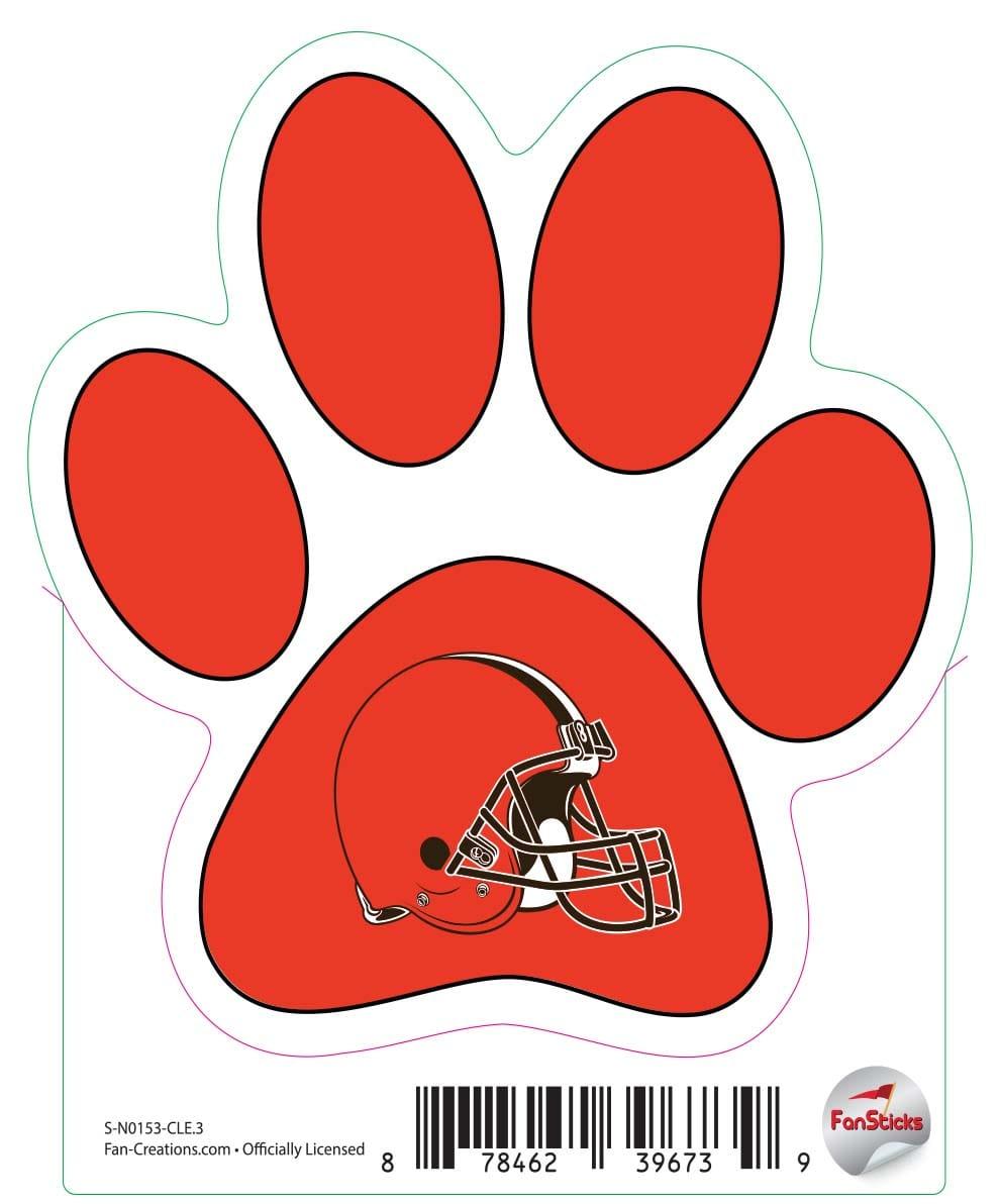 fan creations Cleveland Browns 3in Decal Paw Print with Team Logo