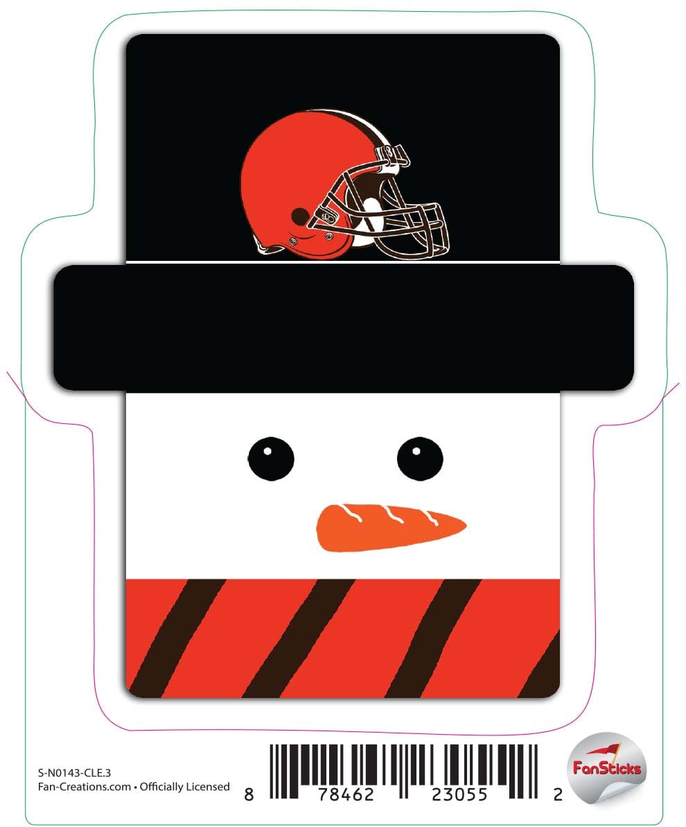 fan creations Cleveland Browns 3in Decal Snowman Holiday Head