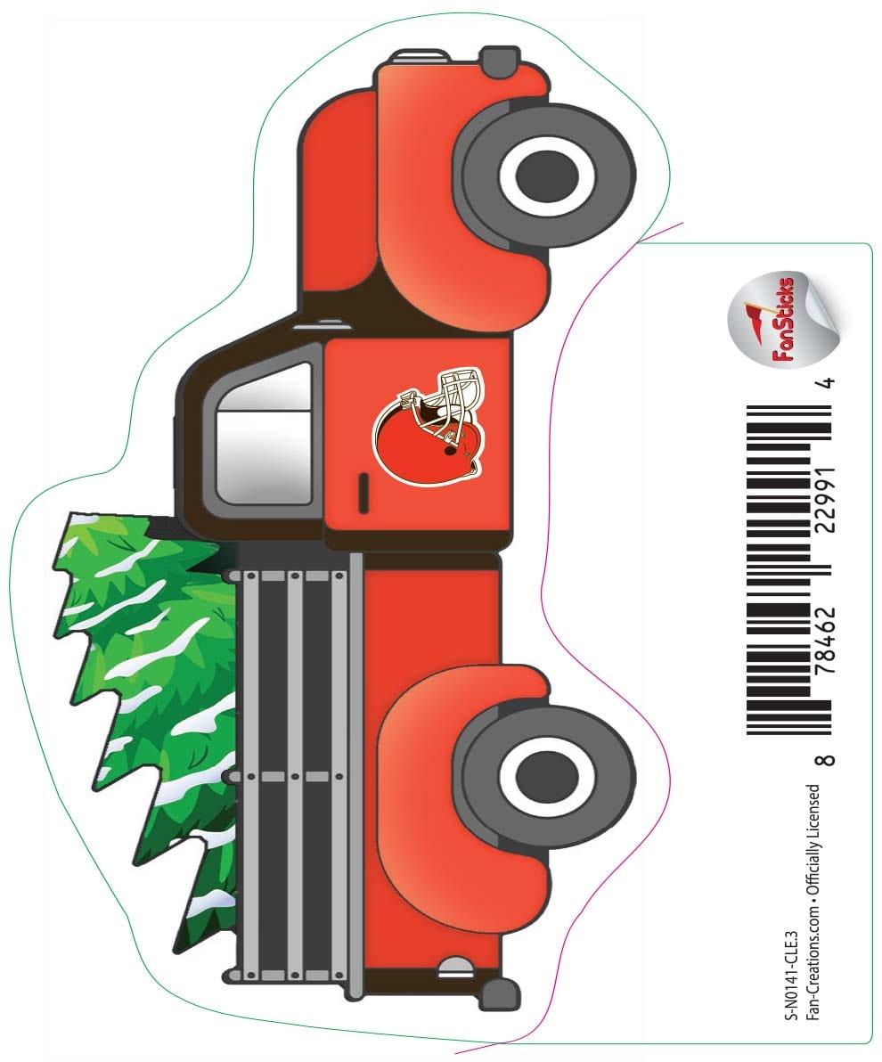 fan creations Cleveland Browns 3in Decal Truck with Christmas Tree