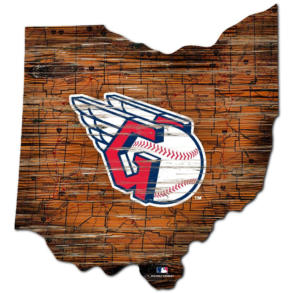fan creations Cleveland Guardians Distressed State With Logo Sign