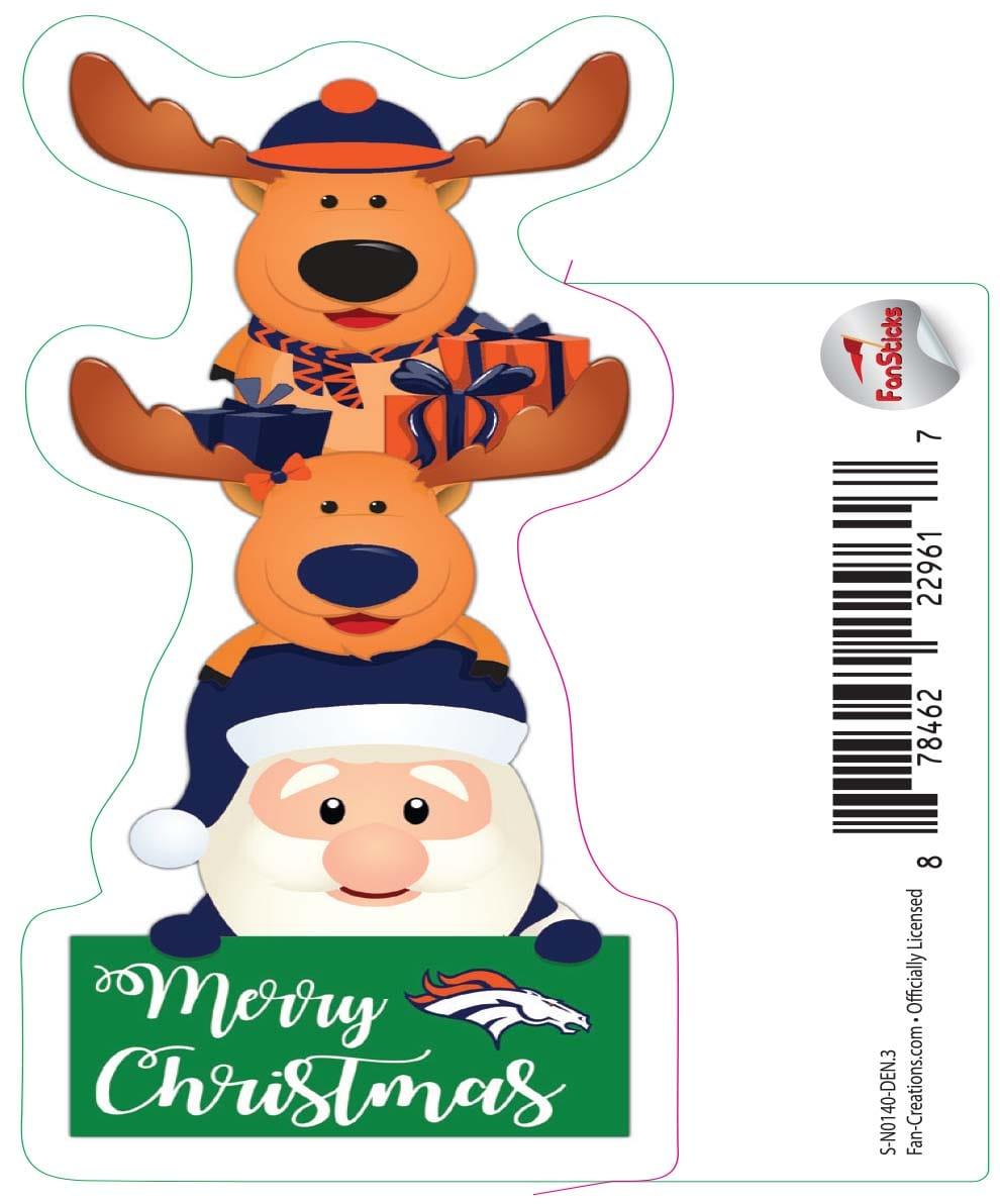 fan creations Denver Broncos 3in Decal Christmas Stack