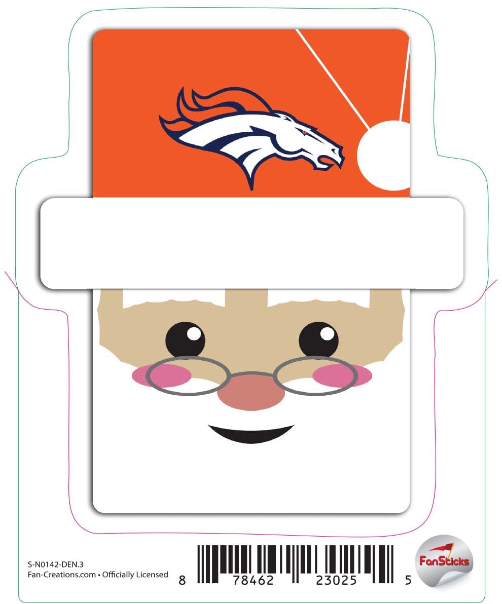 fan creations Denver Broncos 3in Decal Santa Holiday Head
