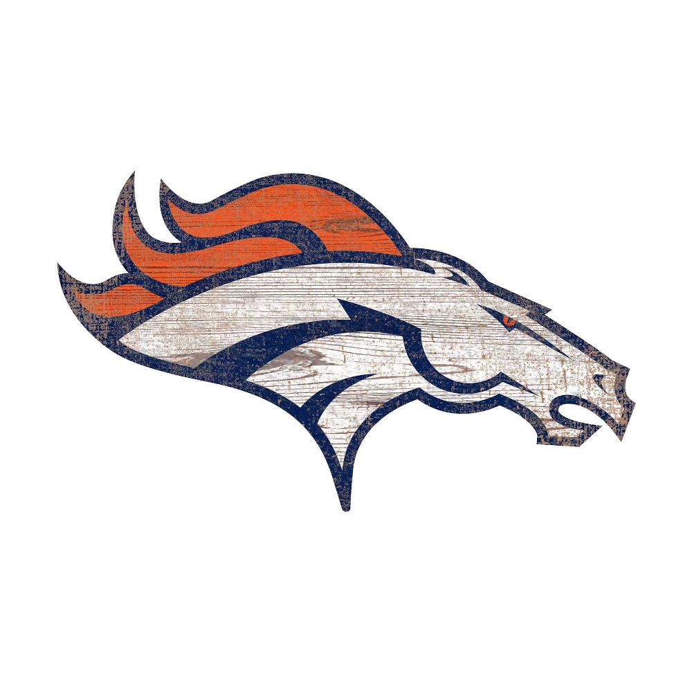fan creations Denver Broncos Distressed Logo Cutout Sign