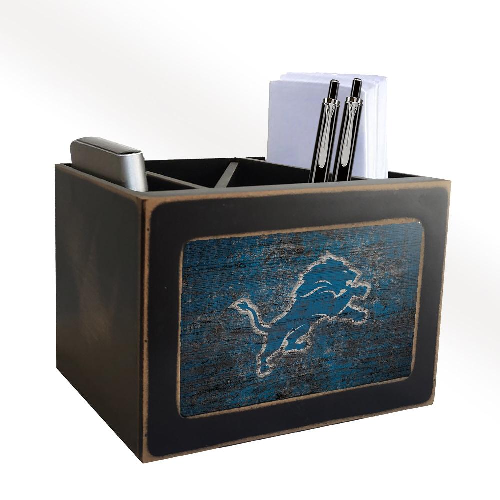 fan creations Detroit Lions Distressed Desktop Organizer With Team Color