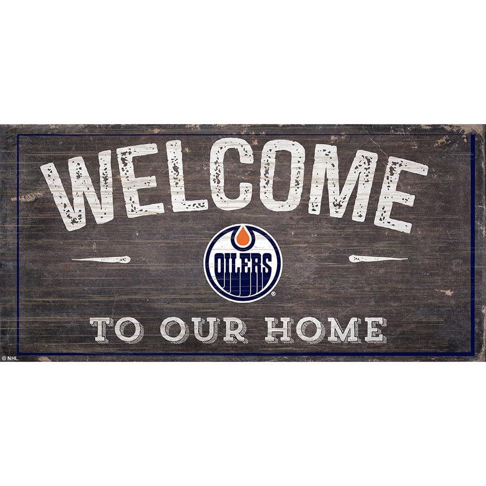 fan creations Edmonton Oilers Welcome Distressed 6x12