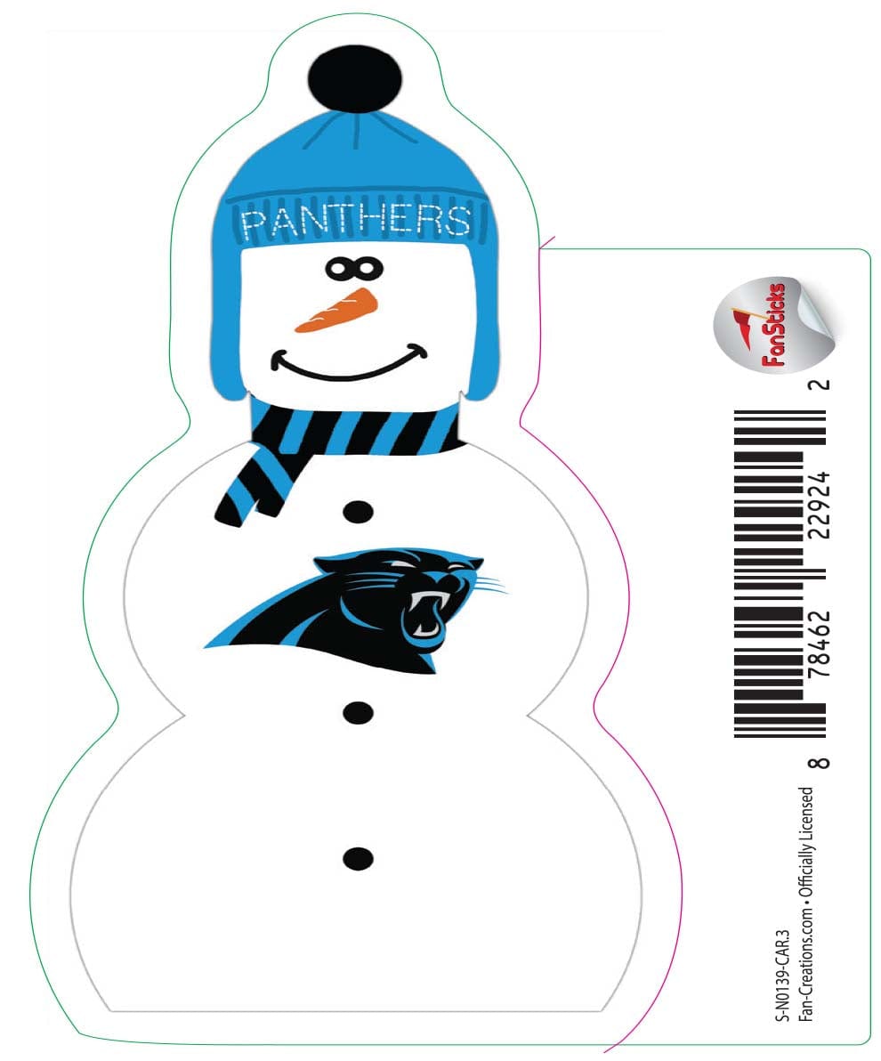 fan creations Carolina Panthers 3in Decal Snowman