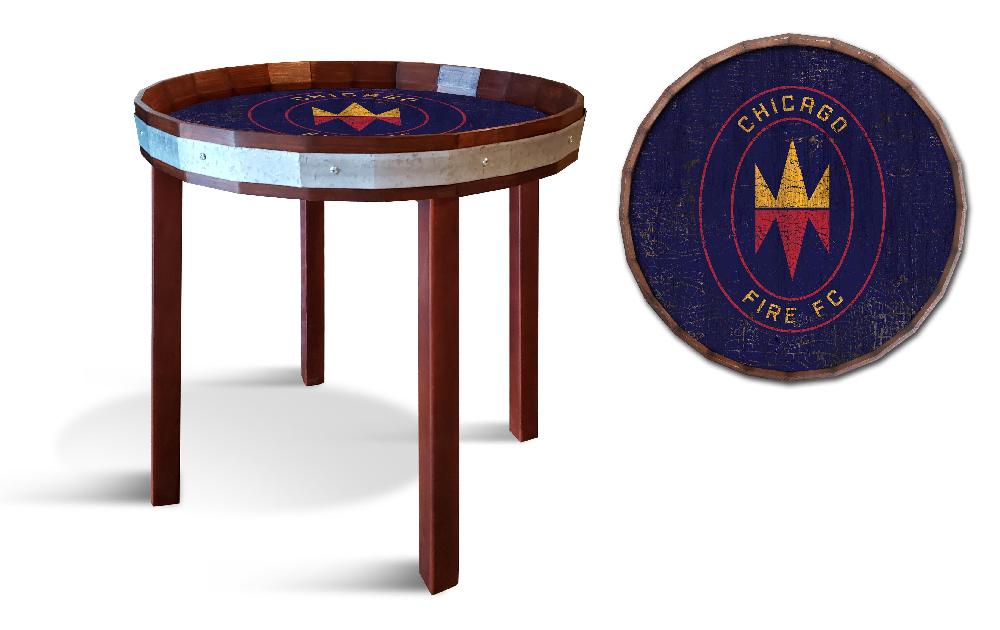 fan creations Chicago Fire Barrel Top Side Table