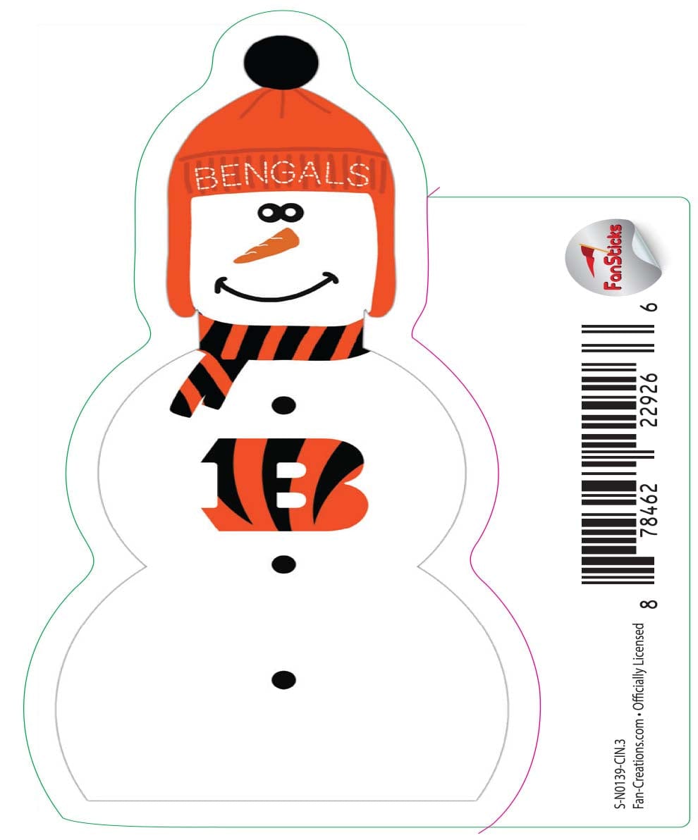 fan creations Cincinnati Bengals 3in Decal Snowman