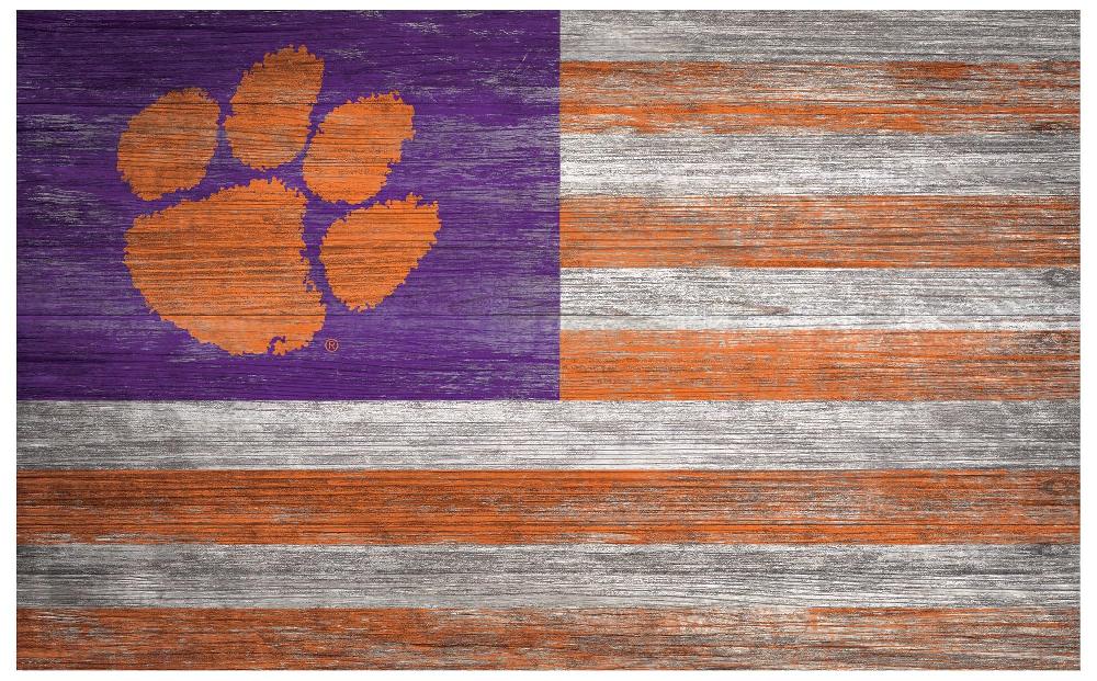 fan creations Clemson Distressed Flag 11x19
