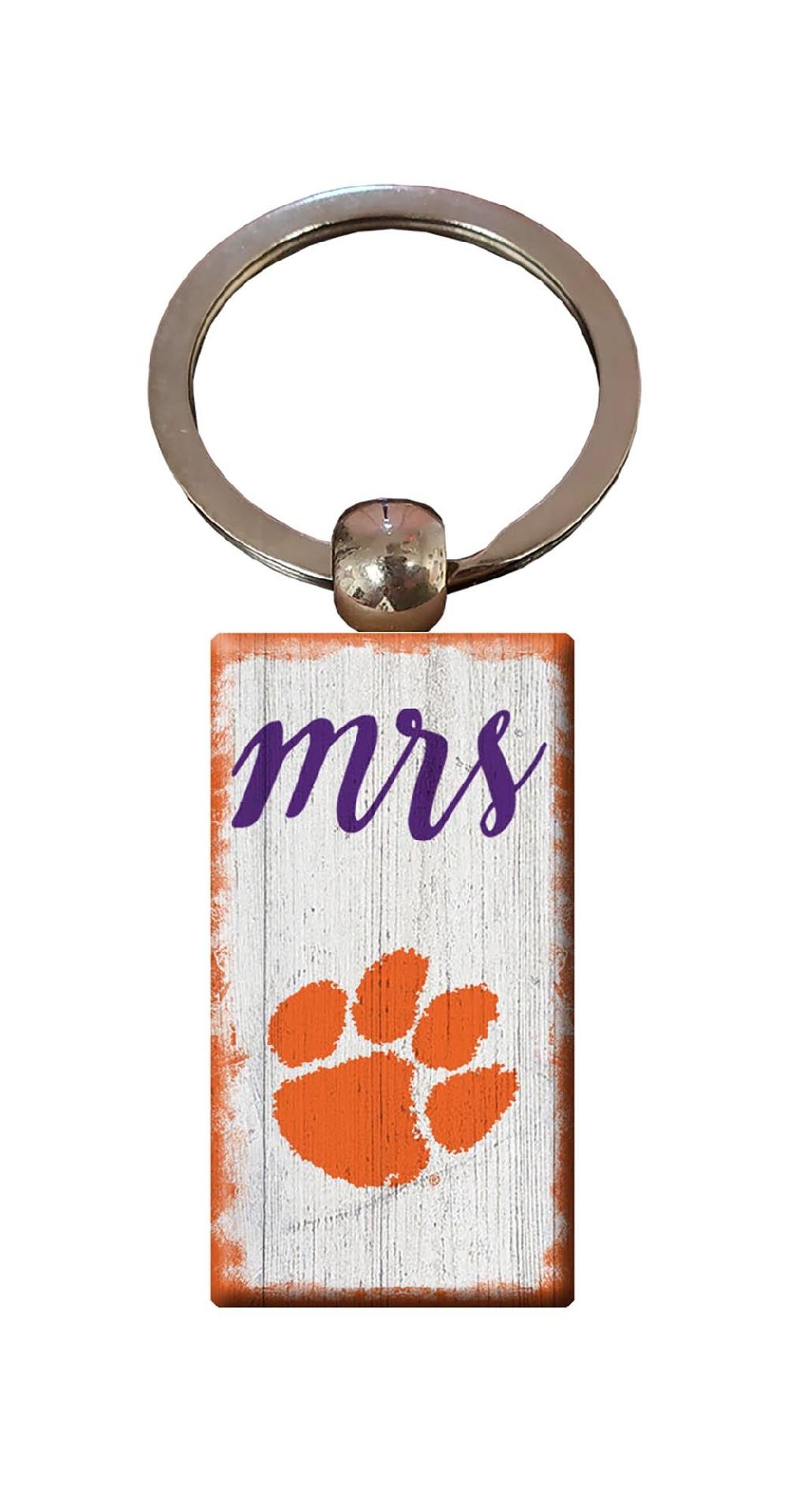 fan creations Clemson Script Mrs Keychain
